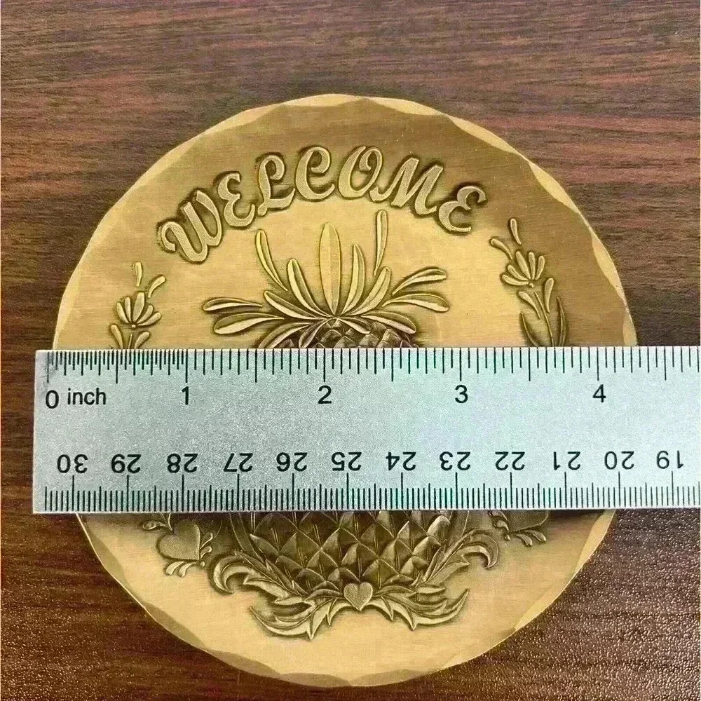 Wendell August Forge Handmade Solid Bronze Coaster Tray Welcome Pineapple 4-3/8”